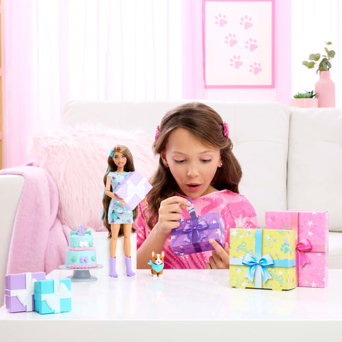 Barbie Party Unboxed Boneca Festa de Animais Vestido Rosa