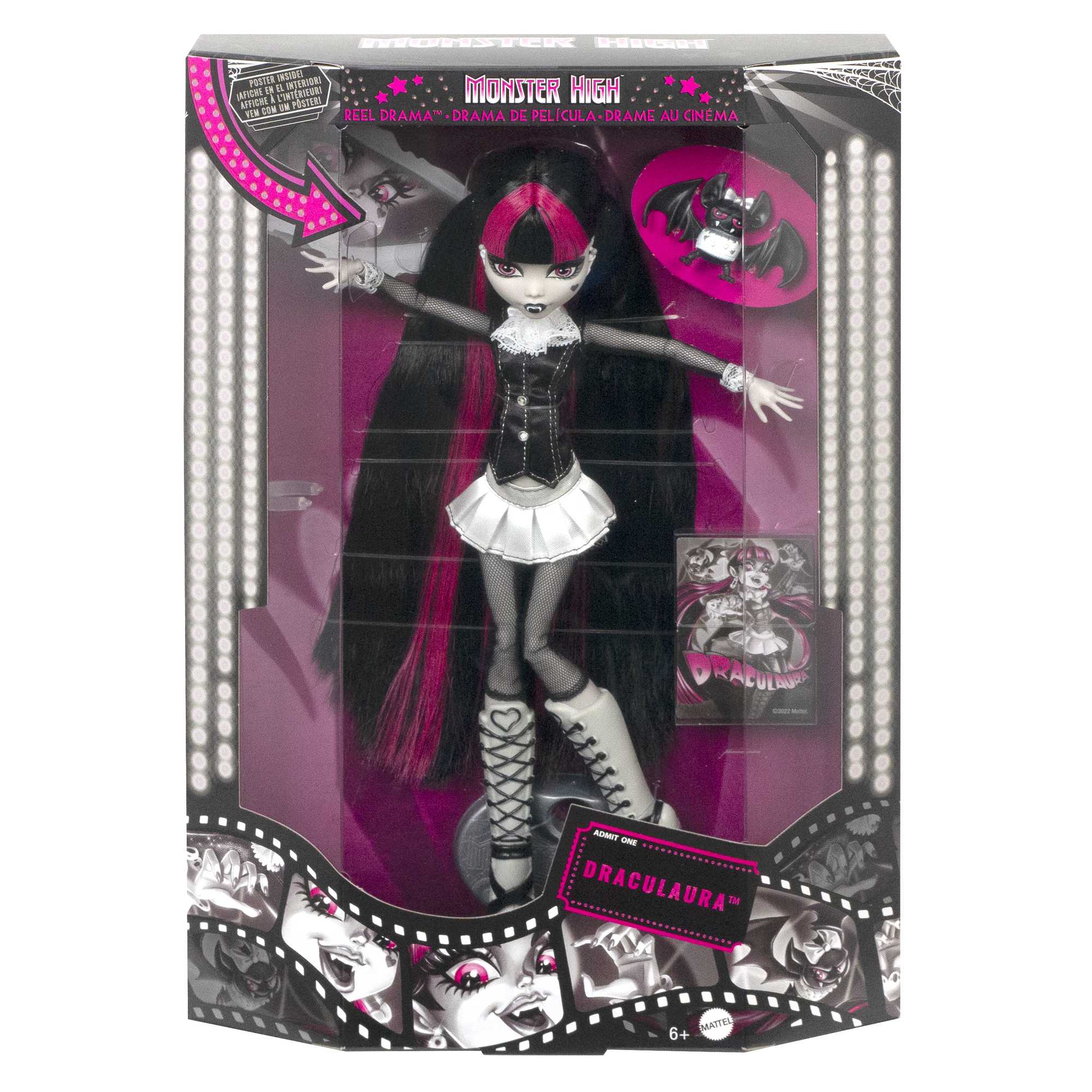 Monster High-Poupée Draculaura-Poupée en Noir et Blanc Avec Posters