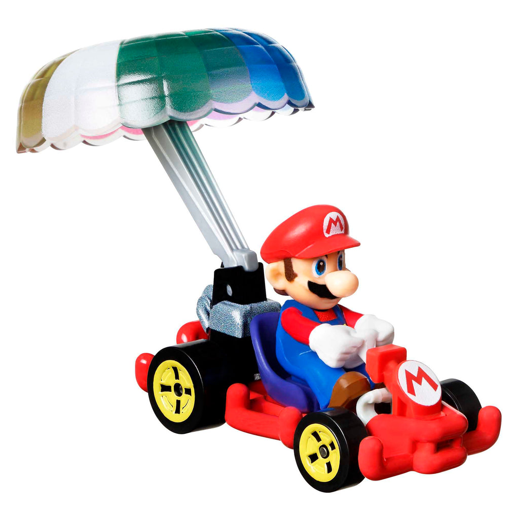 Hot Wheels Mario Kart Veículo de Brinquedo Mário Pipe Frame com Paraquedas