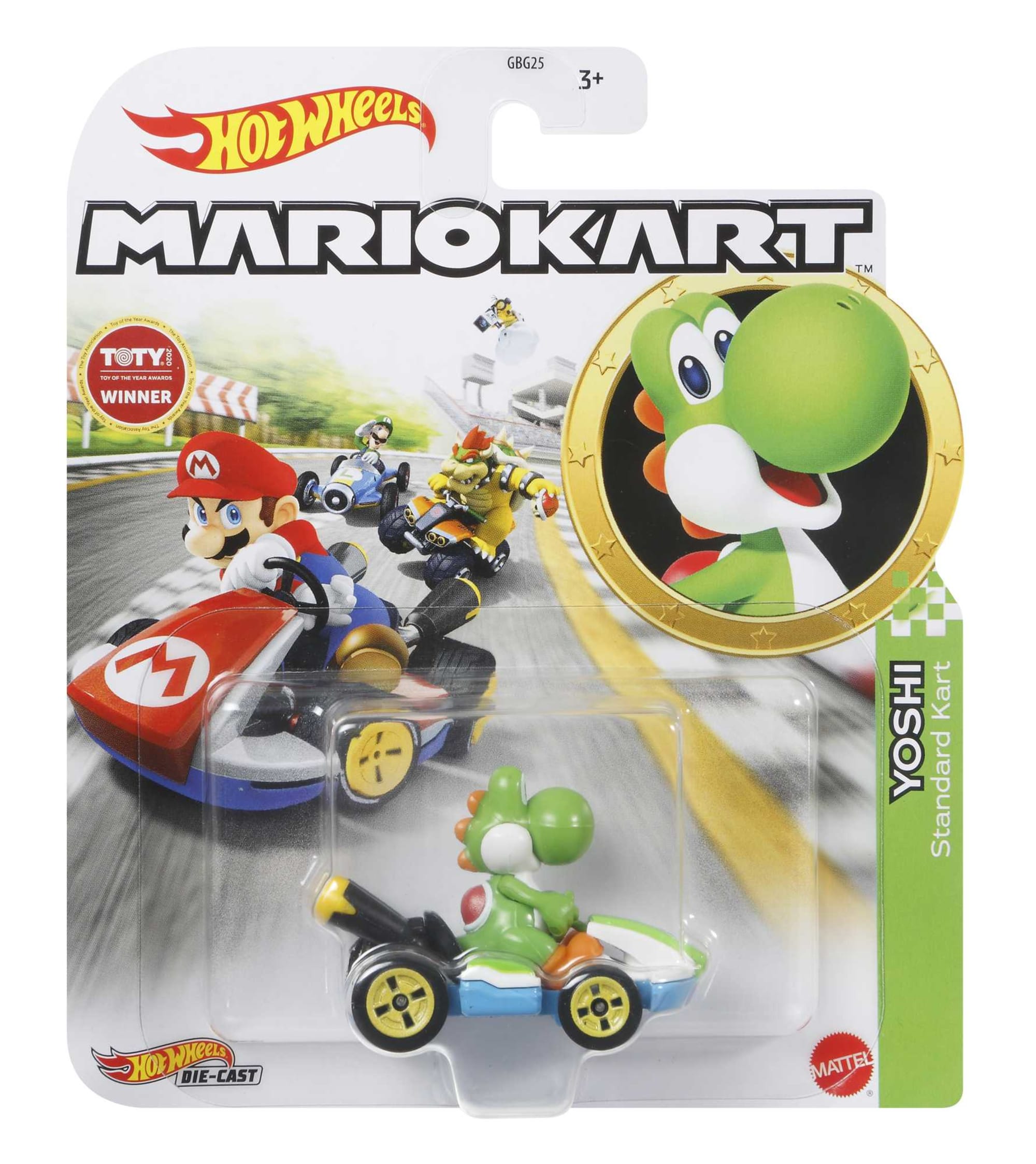 Hot Wheels Mario Kart Vehículo de Juguete Yoshi Estándar Kart