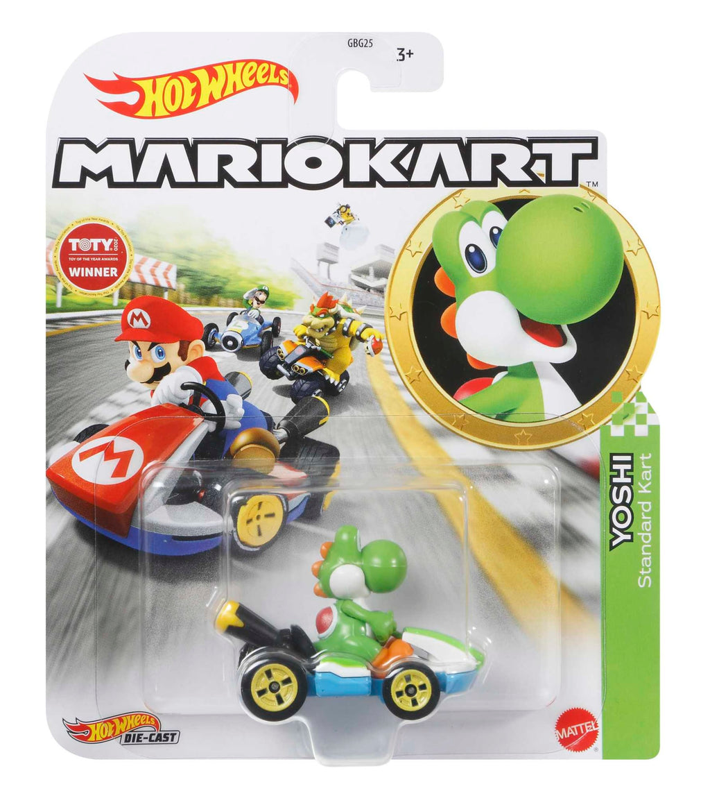 Hot Wheels Mario Kart Veículo de Brinquedo Kart Padrão Yoshi